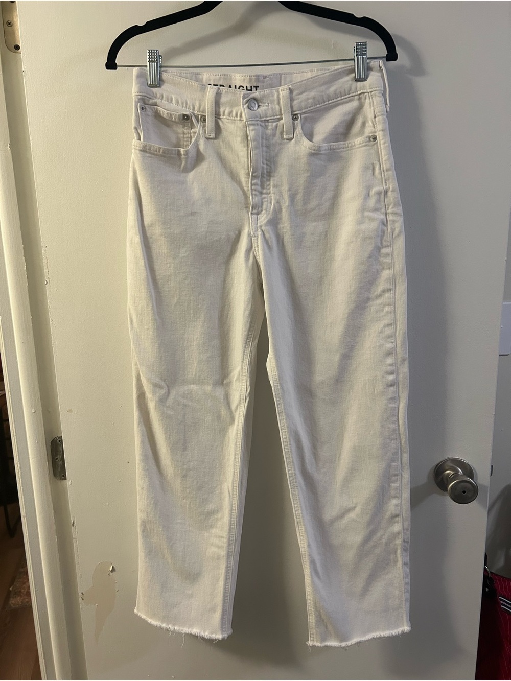 J. Crew White Classic Straight Leg High Waist Jeans